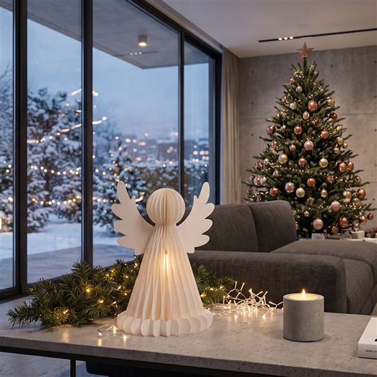 Solight angel with LED lighting and timer, 37cm, 3xAA