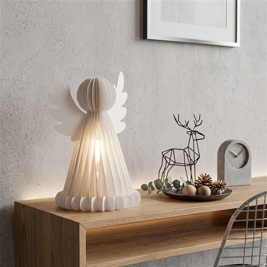 Solight angel with LED lighting and timer, 37cm, 3xAA