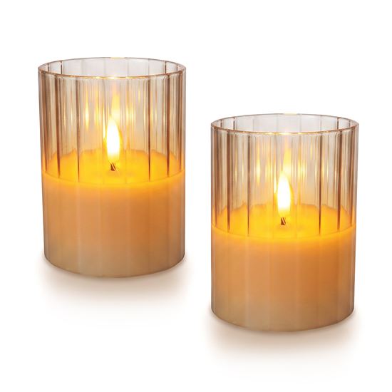 Solight set of 2x LED glass candles, timer, 7.5x10cm, 2x AA