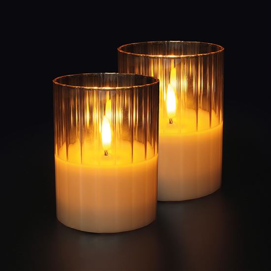 Solight set of 2x LED glass candles, timer, 7.5x10cm, 2x AA