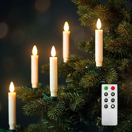 Solight set of LED candles for Christmas tree, 10x candle, remote control, timer, 1xAAA