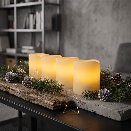 Solight set of 4 Christmas candles, 4.5x6cm, natural wax, 1xCR2032
