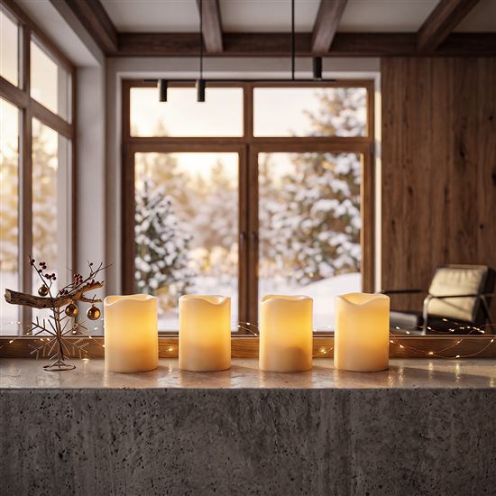 Solight set of 4 Christmas candles, 4.5x6cm, natural wax, 1xCR2032