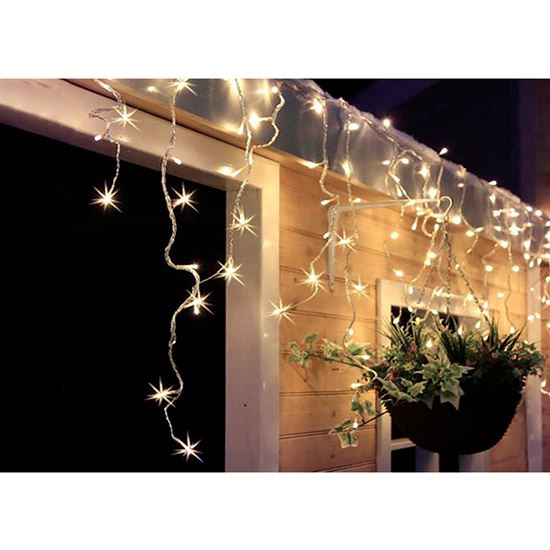 Solight LED vánoční závěs, rampouchy, 120 LED, 3m x 0,7m, přívod 6m, venkovní, teplé bílé světlo, paměť, časovač
