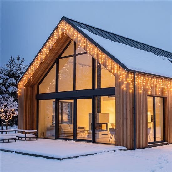 Solight LED Christmas garland, icicles, 200 LED, 10m, IP44, warm white light