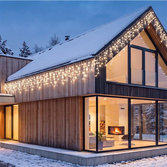 Solight LED Christmas garland, icicles, 300 LED, 15m, IP44, warm white light
