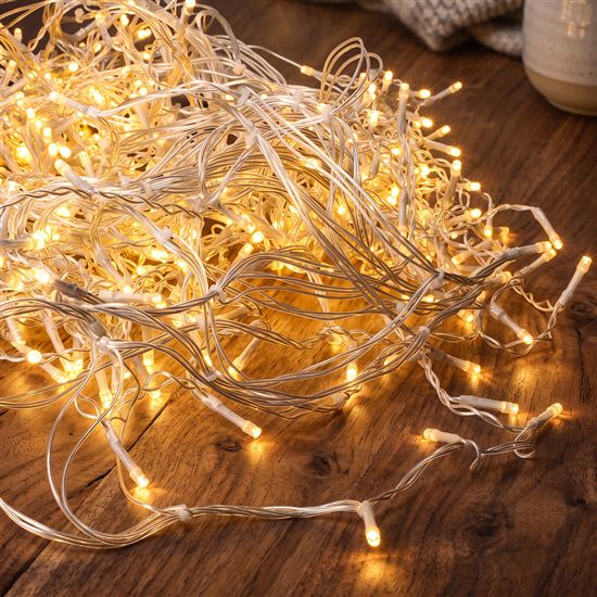 Solight LED Christmas garland, icicles, 300 LED, 15m, IP44, warm white light