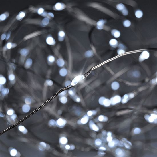 Solight christmas chain, silver, 100x mini LED, 10m, 3 x AA, cold light
