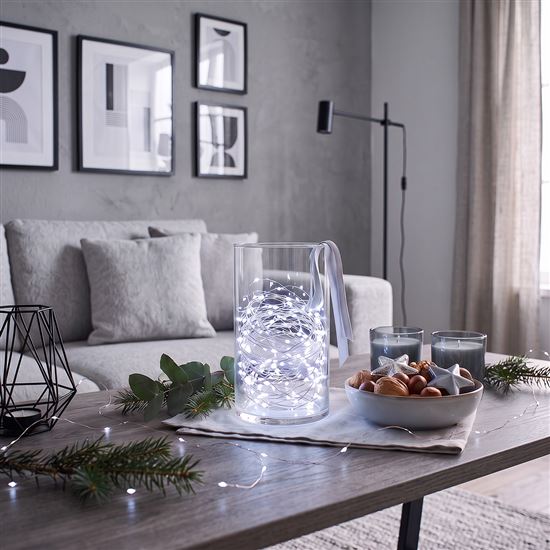 Solight vánoční řetěz stříbrný, 30x mini LED, 3m, 3 x AA, studené světlo