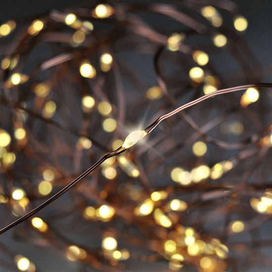 Solight vánoční řetěz měděný, 50x mini LED, 5m, 3 x AA, teplé světlo