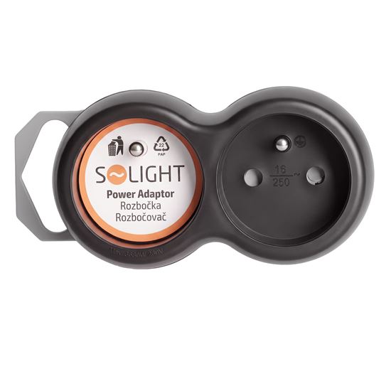 Solight rozbočka, 2x 10A, černá