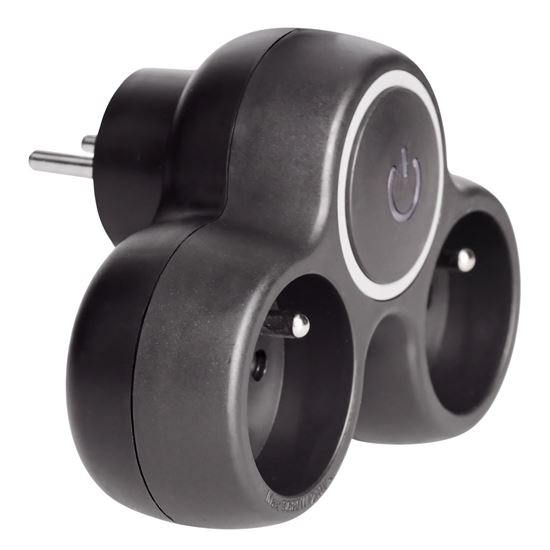 Solight adaptor 2x 10A, on-off switch, black