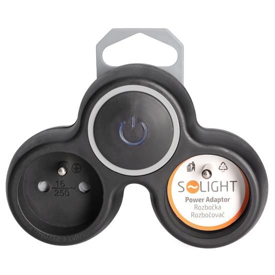 Solight adaptor 2x 10A, on-off switch, black