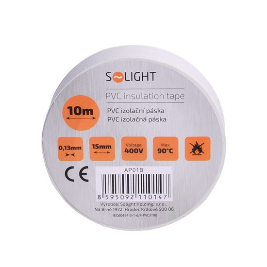 Solight izolační páska, 15mm x 0,13mm x 10m, bílá