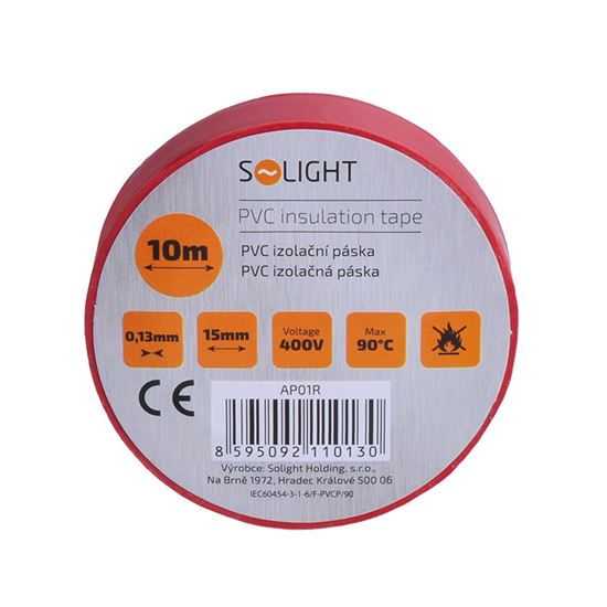 Solight izolační páska, 15mm x 0,13mm x 10m, červená