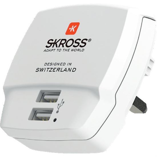 SKROSS USB nabíjecí adaptér pro UK, 2400mA, 2x USB výstup