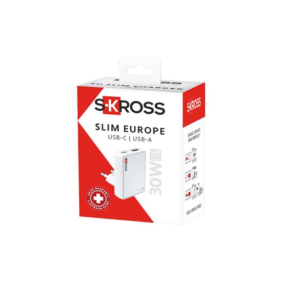 SKROSS USB A+C nabíječka Slim charger 30W EU, typ C