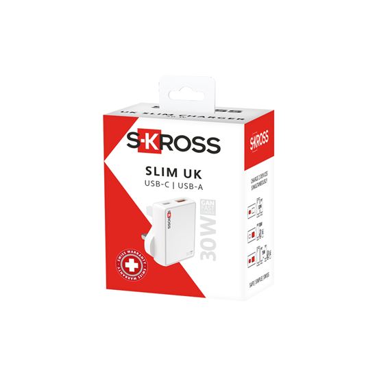 SKROSS USB A+C nabíječka Slim charger 30W UK, typ G