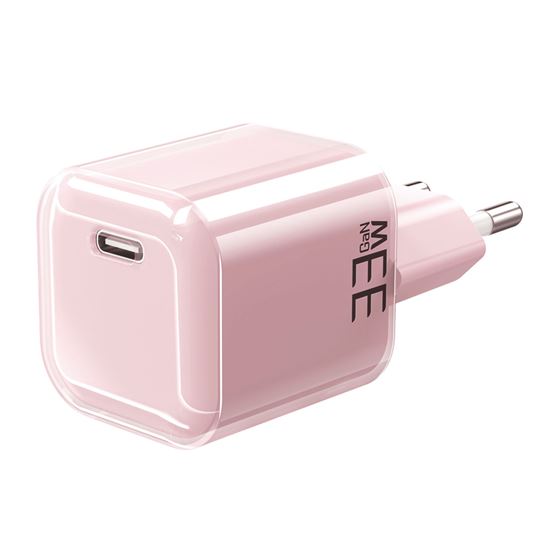 Solight 33W GaN fast charge USB-C adaptér, růžový