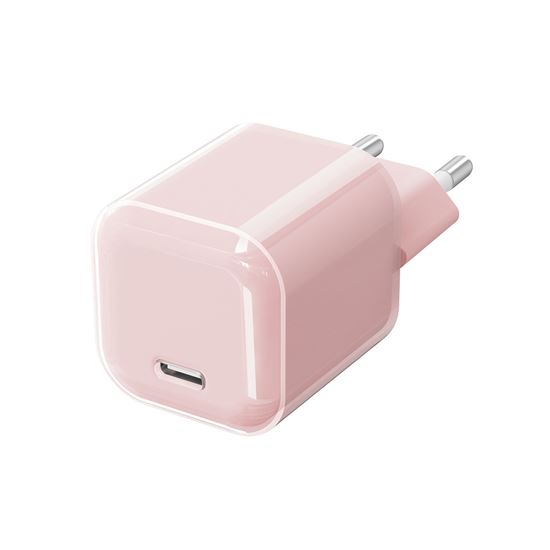 Solight 33W GaN fast charge USB-C adaptér, růžový