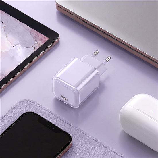 Solight 33W GaN fast charge USB-C adaptér, fialový