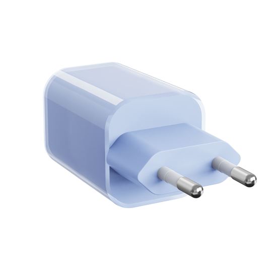 Solight 33W GaN fast charge USB-A + USB-C adaptér, modrý