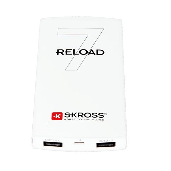 SKROSS powerbank Reload 7, 7000mAh, 2x 2.4A výstup, microUSB kabel, bílý