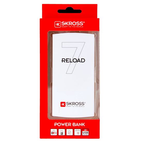 SKROSS powerbank Reload 7, 7000mAh, 2x 2.4A výstup, microUSB kabel, bílý
