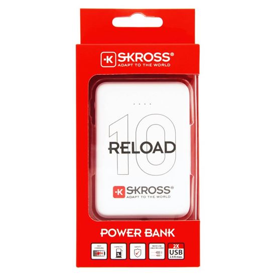 SKROSS powerbank Reload 10, 10000mAh, 2x 2A výstup, microUSB kabel, bílý