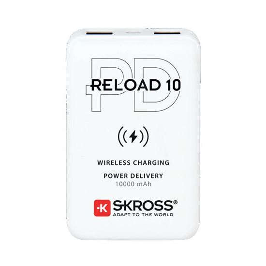 SKROSS powerbank Reload 10 Wireless Qi PD, 10000mAh, USB A+C, bílý
