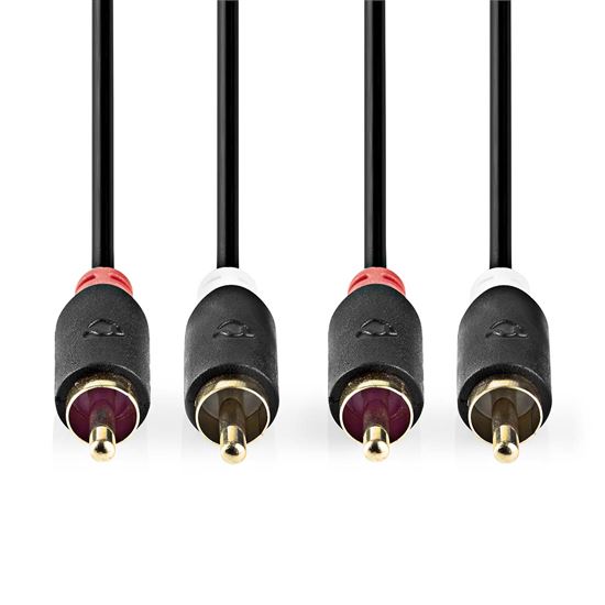 Nedis stereo audio kabel, 2x RCA konektor- 2x RCA konektor, pozlacené, 3m