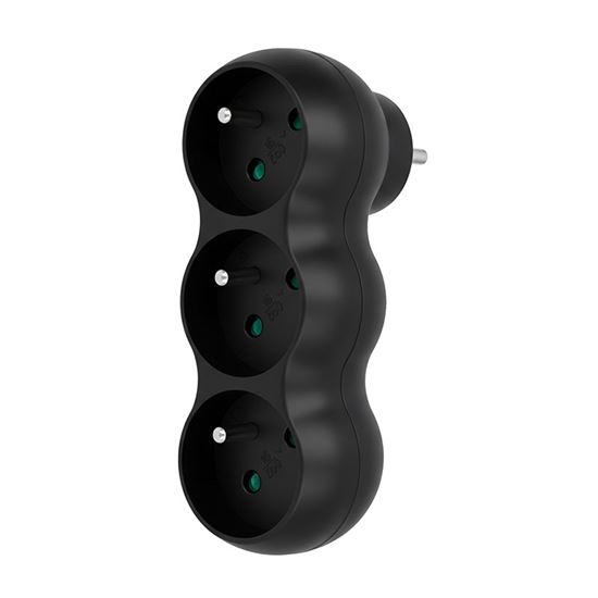 Solight adaptor with support, 3 x 10A, matte black