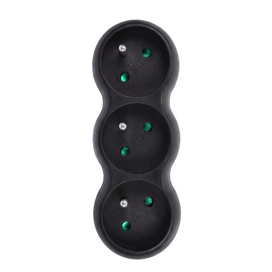 Solight adaptor with support, 3 x 10A, matte black