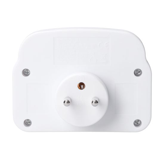 Solight adaptor 2 x 16A, USB A+C fast charger 20W PD, on-off switch, white