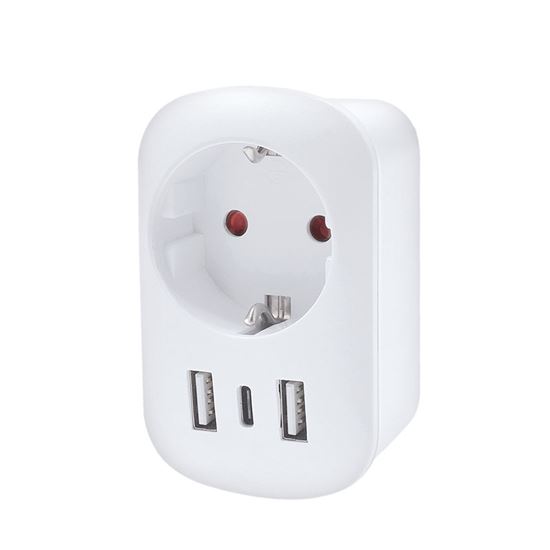 Solight travel adapter with USB A+C 20W PD for The United Kingdom, type G