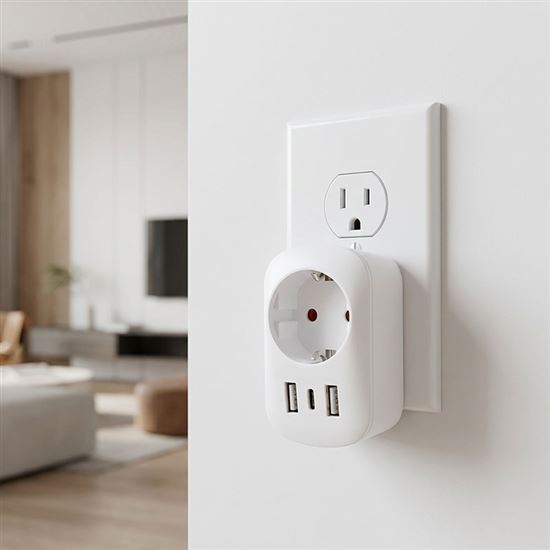Solight travel adapter with USB A+C 20W PD to the United States, type B