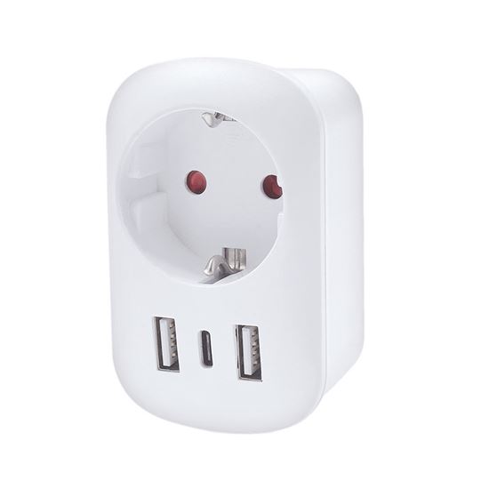 Solight travel adapter with USB A+C 20W PD to the United States, type B
