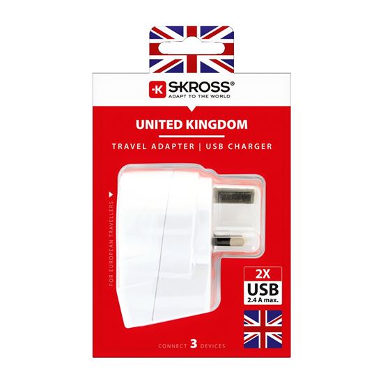 SKROSS cestovní adaptér UK USB pro použití ve Velké Británii, typ G
