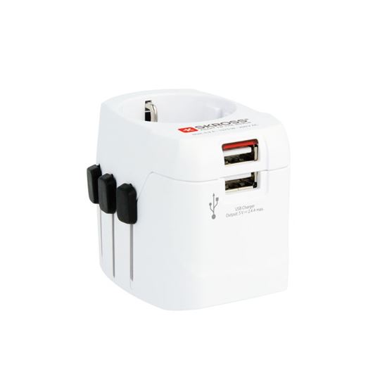SKROSS Travel adapter universal, earthed, built-in USB charger