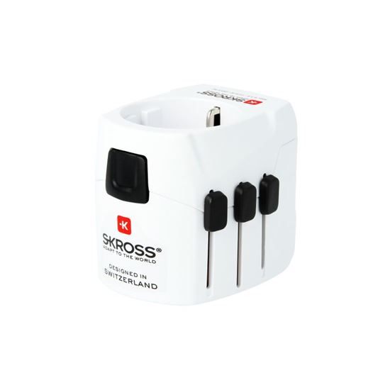 SKROSS Travel adapter universal, earthed, built-in USB charger