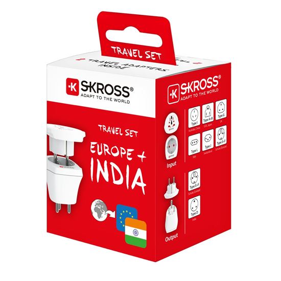 SKROSS cestovní adaptér India Combo pro použití v Indii, typ D