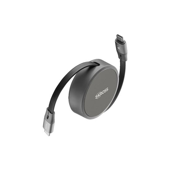 SKROSS USB C-C Link Roll Pro Cable, 100W, 100cm, rolovací, silikon, černý
