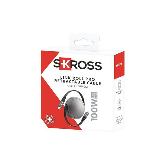 SKROSS USB C-C Link Roll Pro Cable, 100W, 100cm, rolovací, silikon, černý