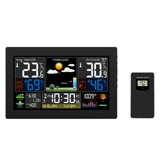 Solight meteostanice, XL barevný LCD, teplota, vlhkost, tlak, RCC, černá