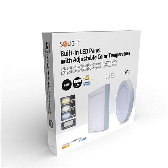 Solight LED mini panel CCT, přisazený, 24W, 1800lm, 3000K, 4000K, 6000K, kulatý