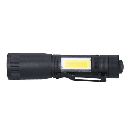 Solight LED kovová svítilna, 150 +60lm, 3W + COB, AA, černá