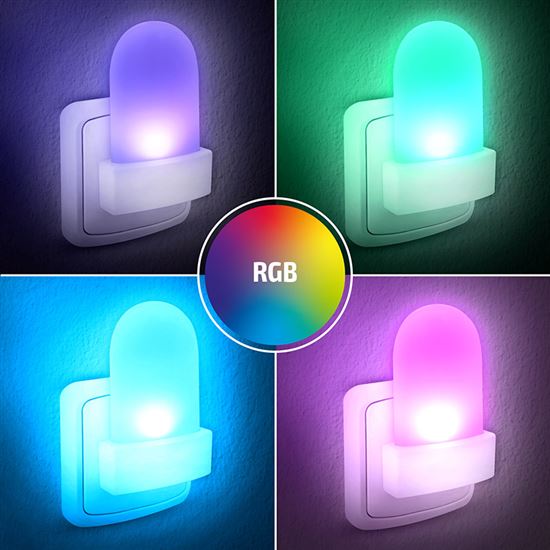 Solight noční LED RGB světélko se světelným sensorem, volitelná barva světla, 230V 
