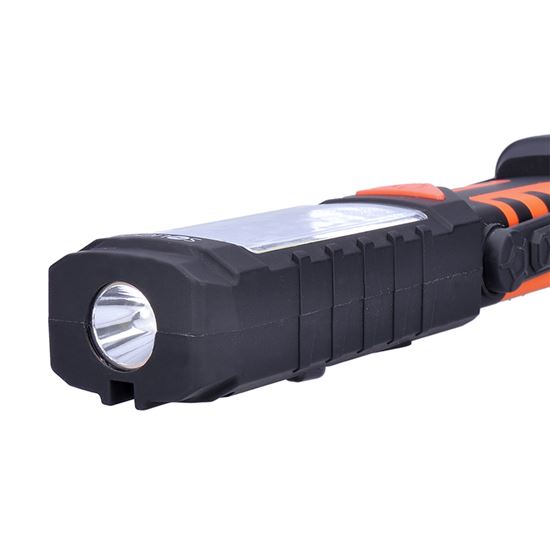 Solight multifunkční nabíjecí LED lampa,  3W COB, 250 + 40lm, Li-Ion, USB, černooranžová