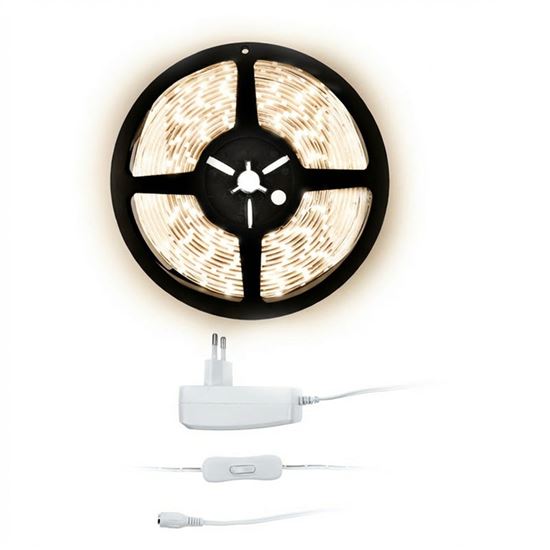 Solight LED light strip with tester, 5m, set with 12V adapter, 4.8W / m, IP20, neutral white