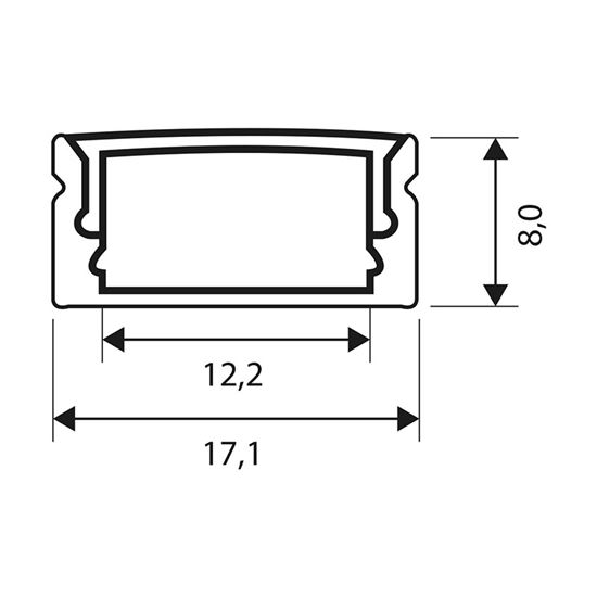Solight aluminium profile for LED strips 1, 17x8mm, milky diffuser, 1m